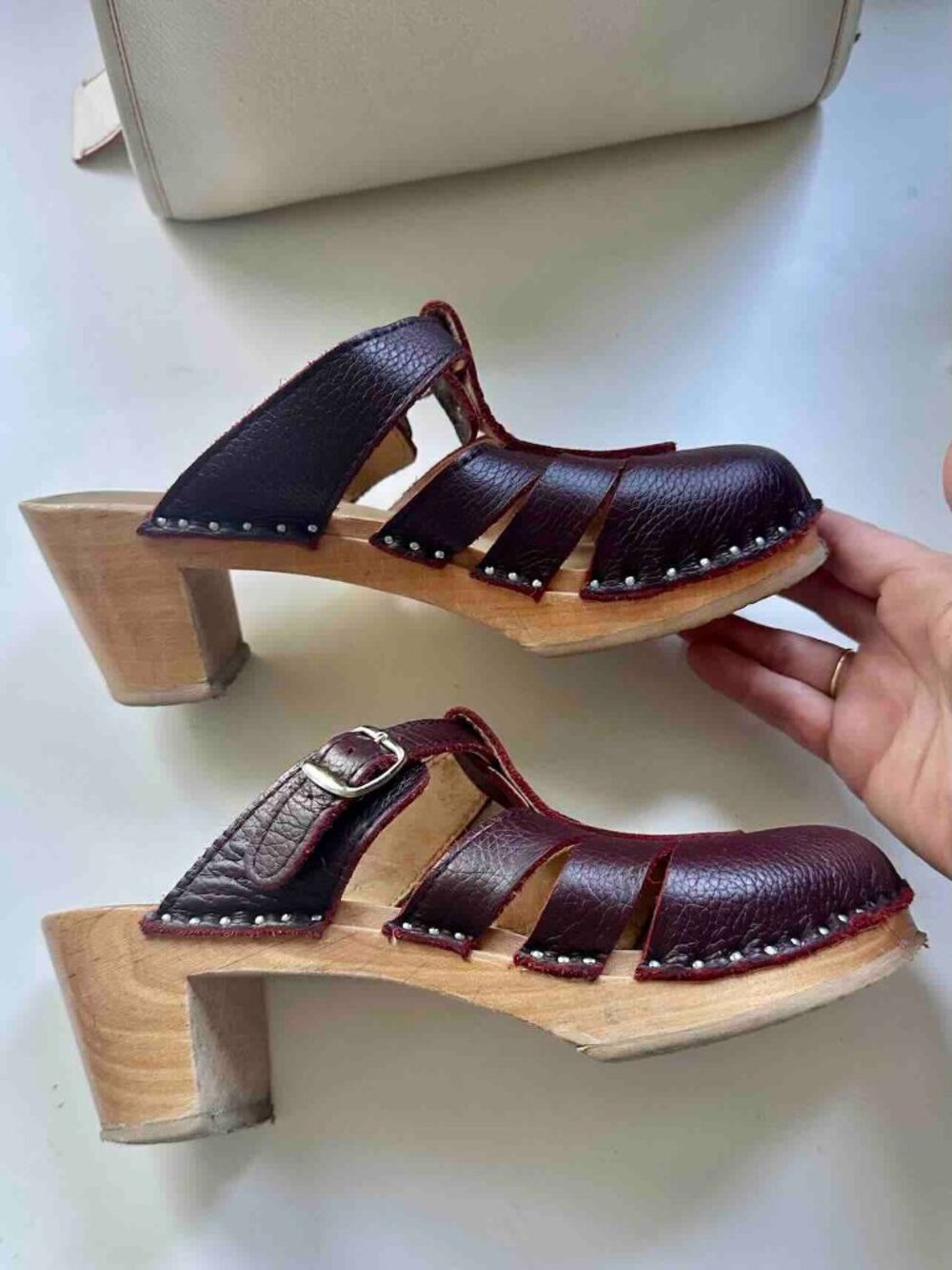 EUC Troentorp Oxblood Maryjane Clog Sandal Mules Slipons 38 8.5